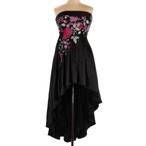 NWT The Social Code Black Satin High Low Strapless Dress Sz 5